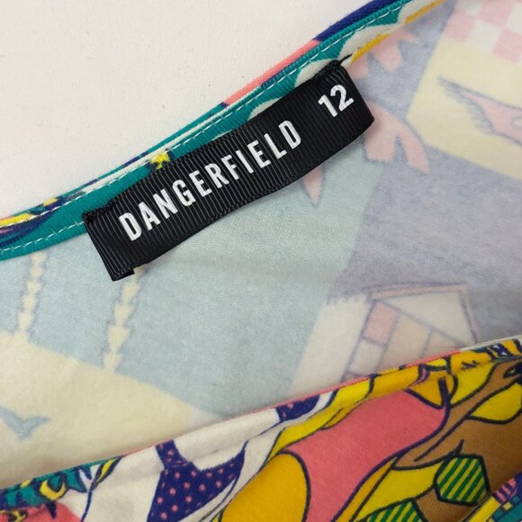 Dangerfield colorful summer illustrations tie-strap jumpsuit size US 8 - Picture 6 of 7